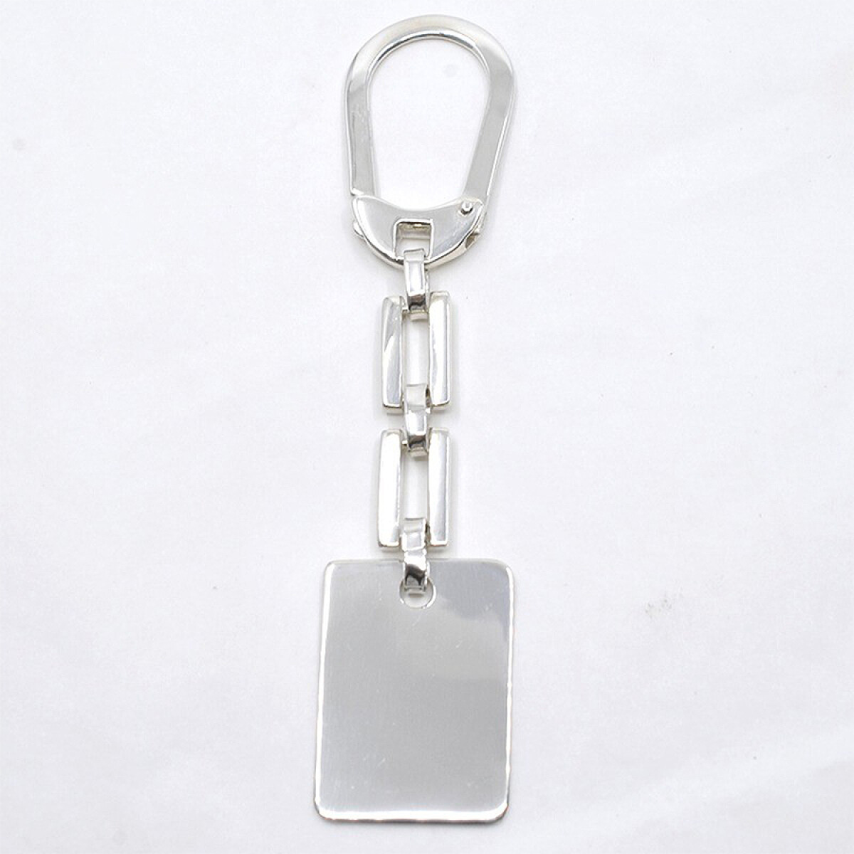 Llavero En Plata Con Medalla Rectangular 