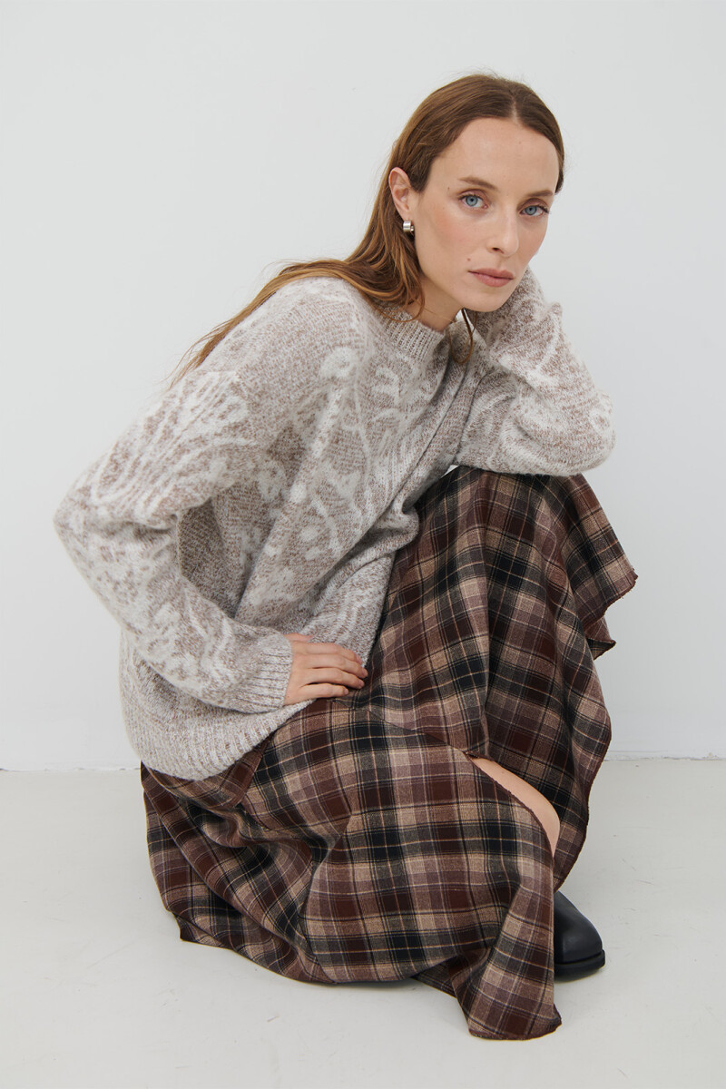 FALDA CUADROS MARRON