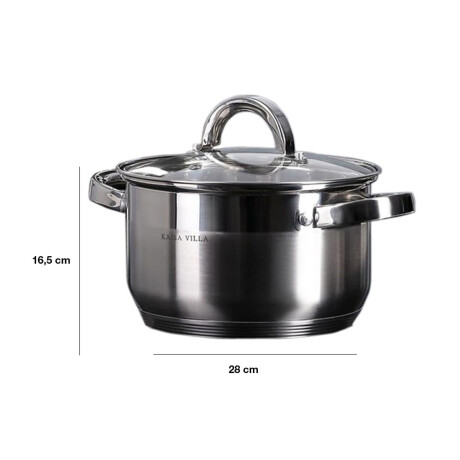 Olla Cacerola con Tapa 9.8 Litros Acero Inoxidable D.28cm Plateado