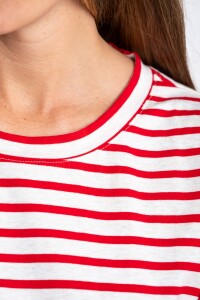 Remera Rayada Algodón Elastano Rojo