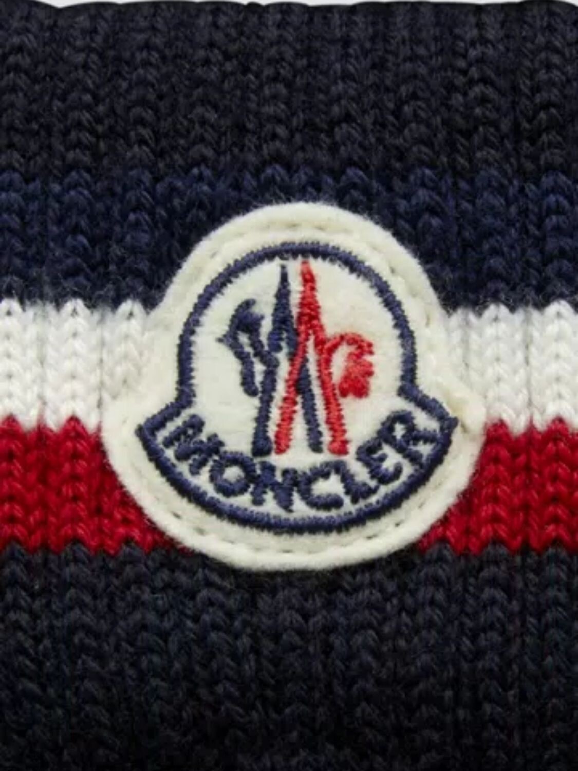Moncler -Guantes de lana tricolor, Moncler Azul