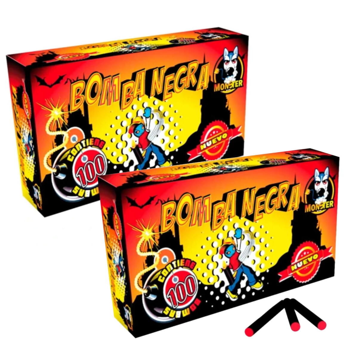 FOSFORITO GIGANTE BOMBA NEGRA DISP x100 Unidades (Pack 1+1) 