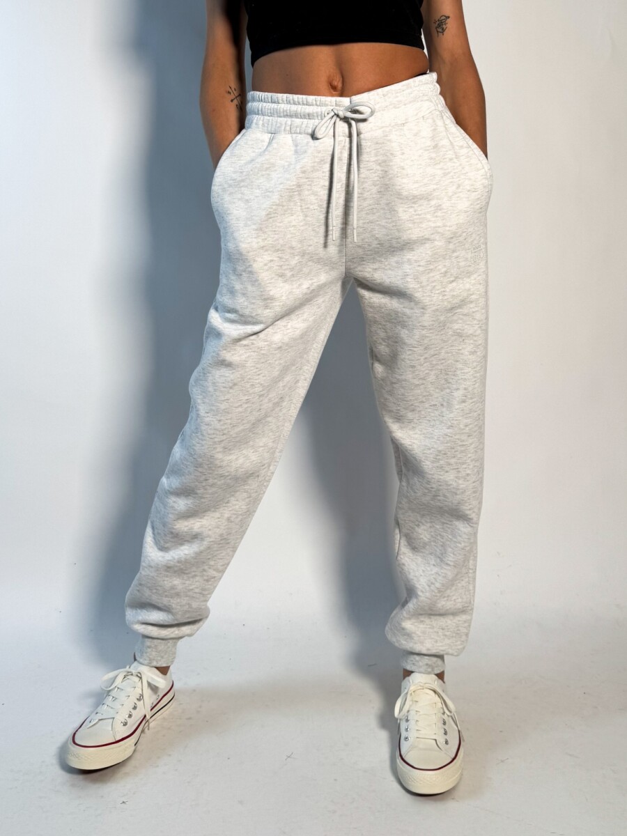 Jogger de algodon con puño Gaia - Gris Claro 