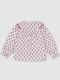 Camisa Estampada Con Bordados En Manga Blanco Roto