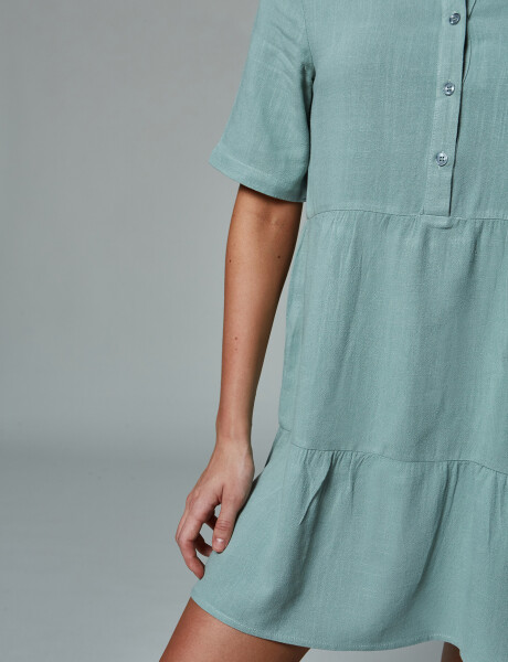 Vestido lino verde musgo