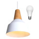 Lampara Colgante De Techo Color Y Madera Diseño Nordico Blanco