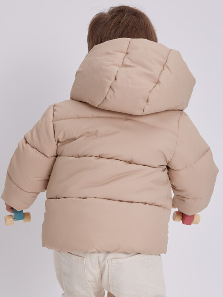 Campera abrigo combinado azul Beige