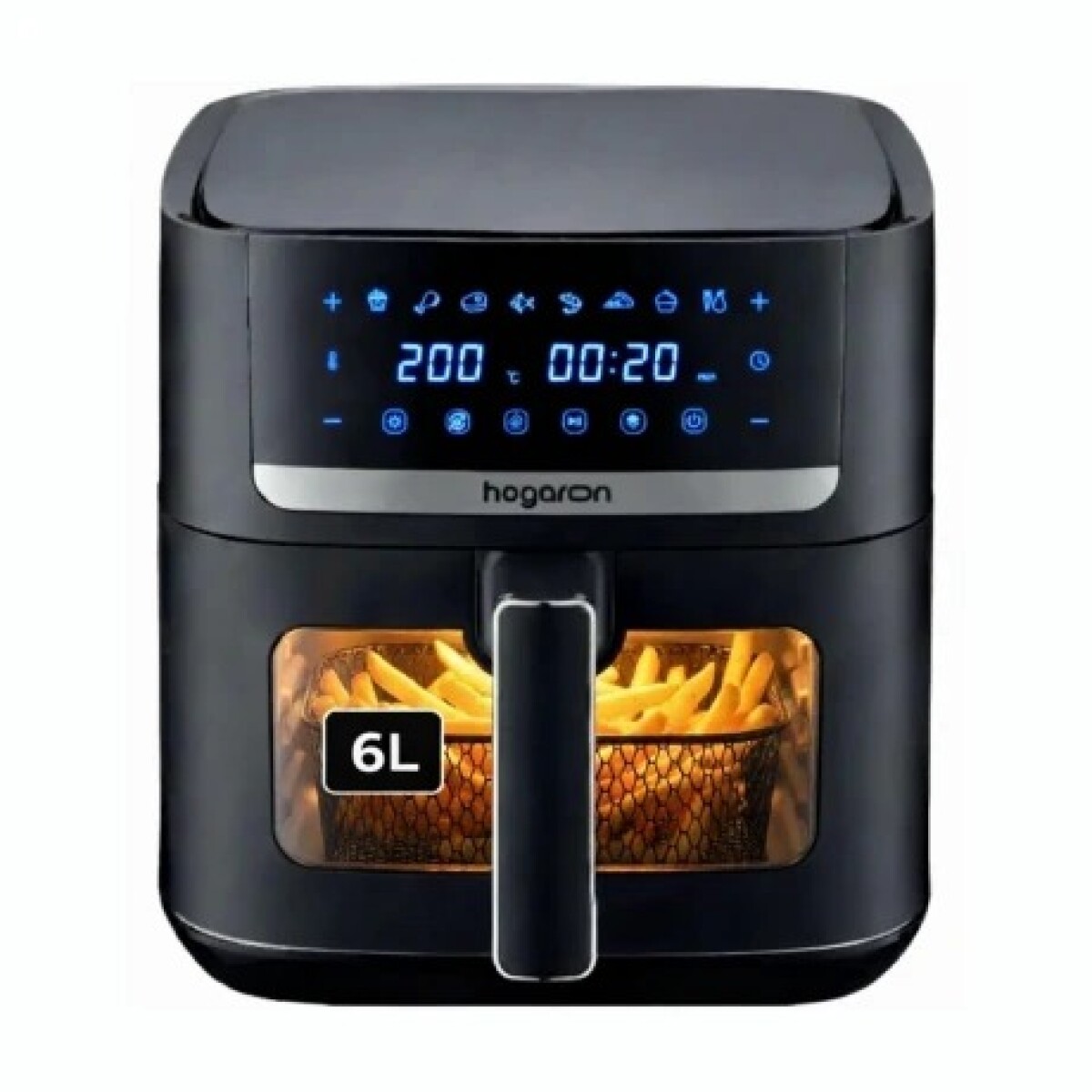 Freidora de Aire HOGARON 1500W Capacidad 6L Panel Digital Y Visor 