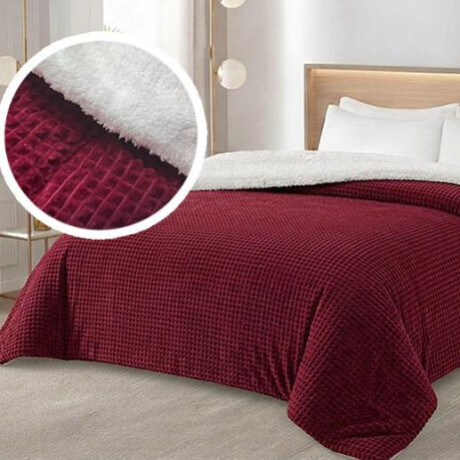 Acolchado 2 Plazas Corderito Sherpa Cotton Flor – Calidez, estilo y confort BORDEAUX CUADRADITO