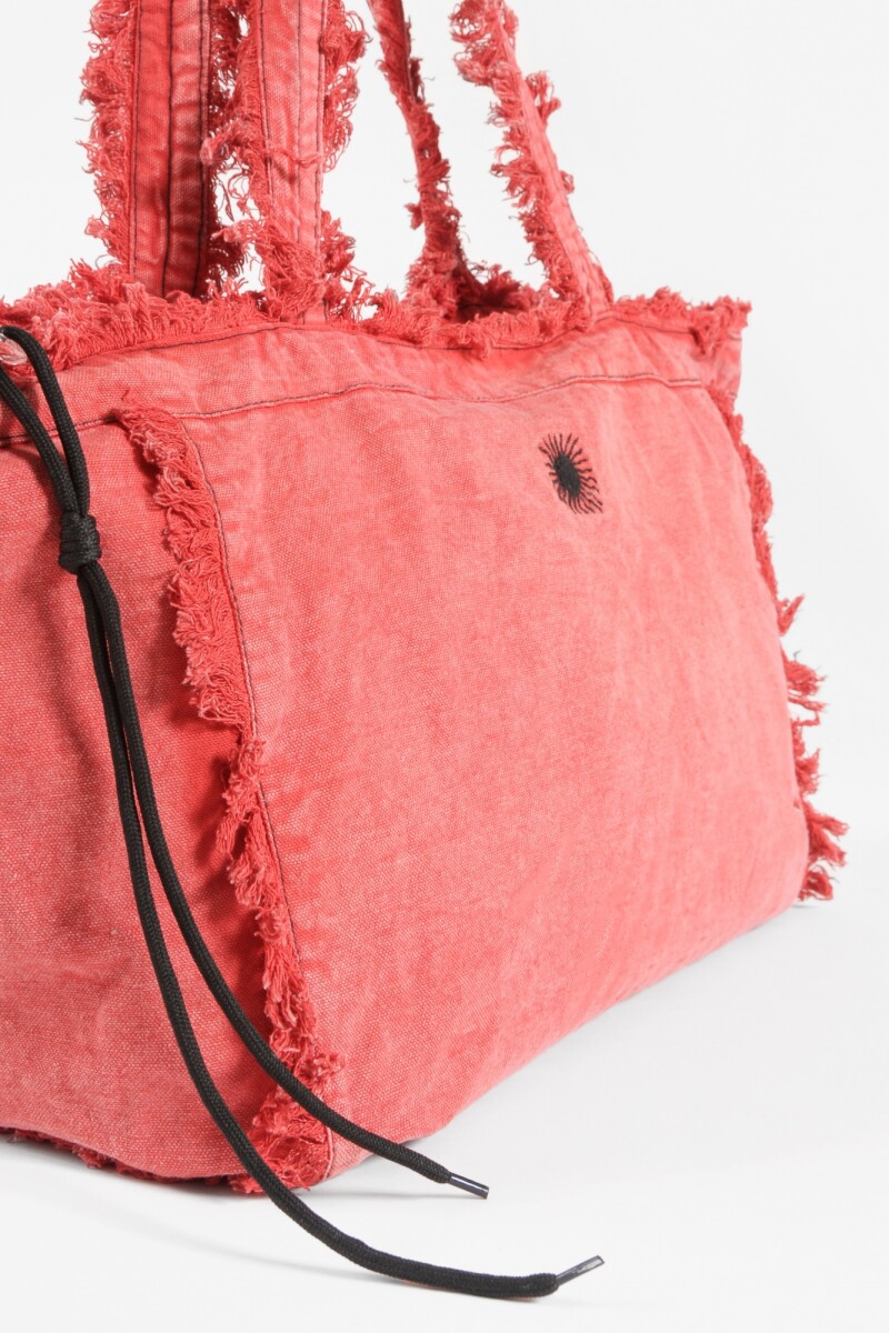 Bolso lavado con detalles deflecados rojo