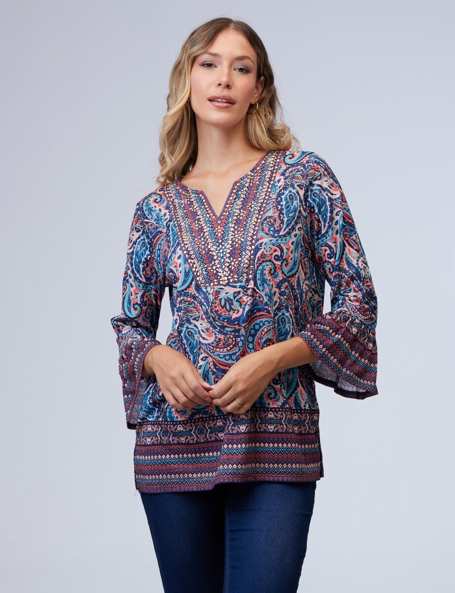 Blusa Print - Azul/multi 