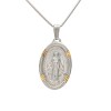 Dije Medalla Oval Virgen Milagrosa Doble imagen-Plata y oro- Sin piedra- CP5052 sinpiedra