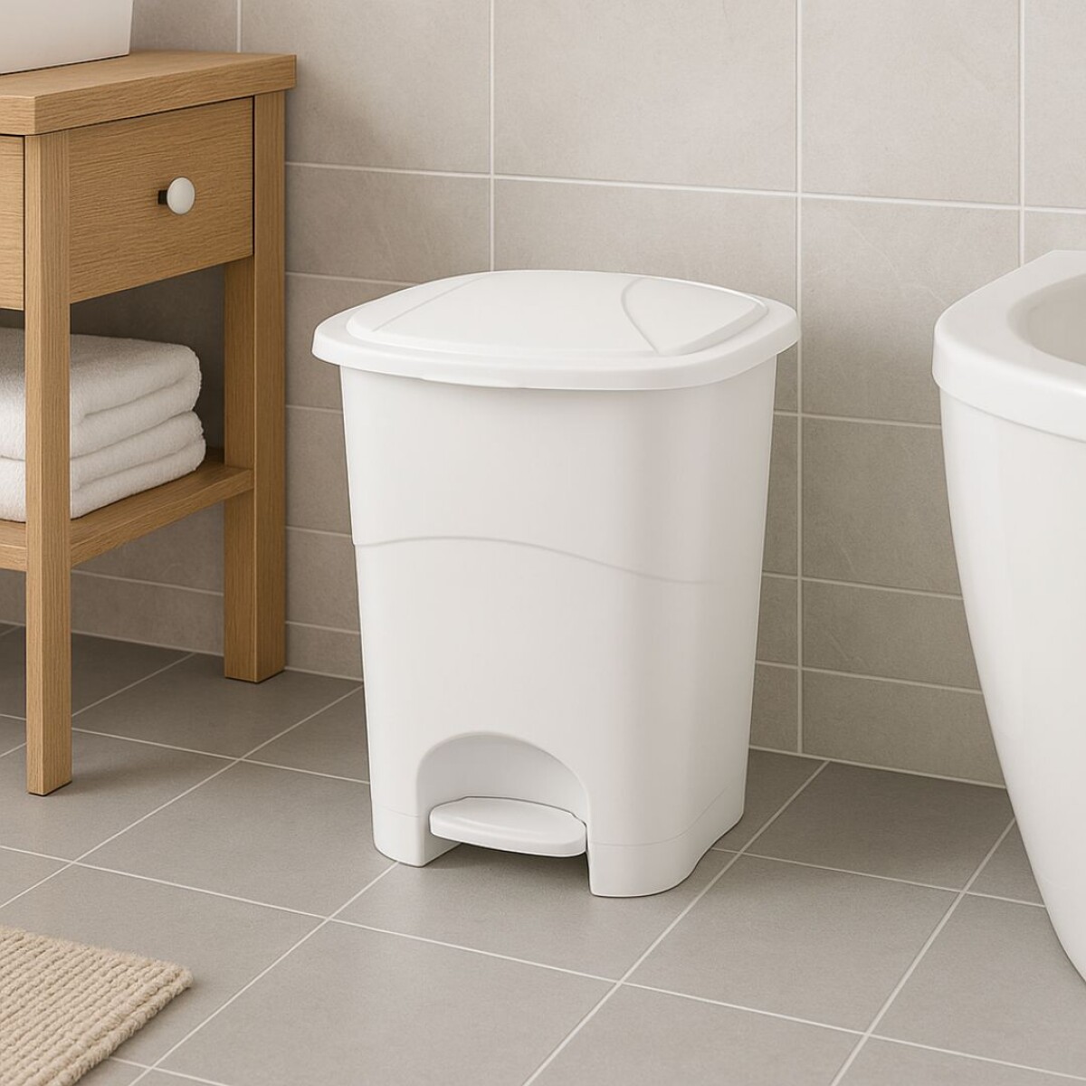 Papelera 10Lts Paramount Con Pedal Blanco 