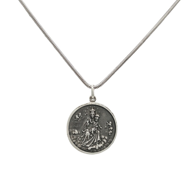 Dije Virgen del Carmen-Plata 925 quemada-Sin piedra-CP3082 sinpiedra