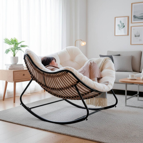 Silla Sillón Nido Mecedor Acolchado Grande Relax Blanco