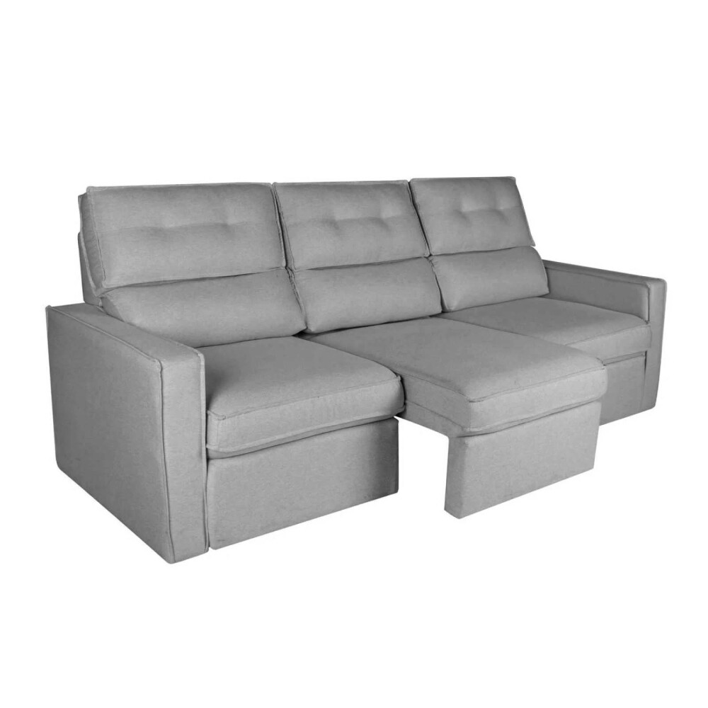 SOFA RETRACTIL 3 CUERPOS TELA GRIS AMBAR