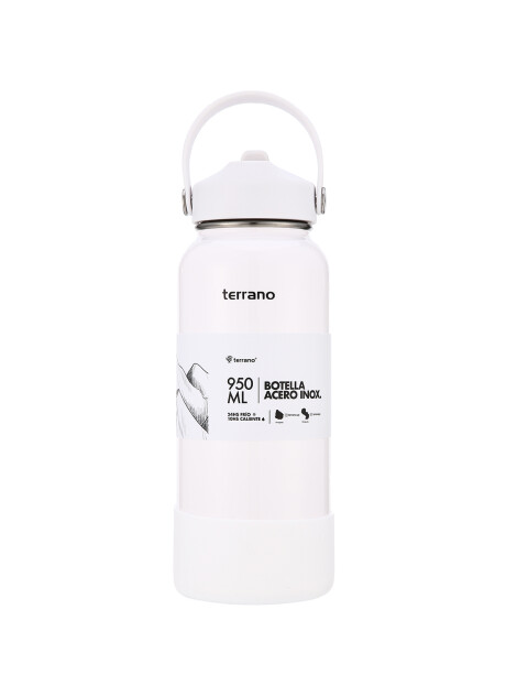 Botella Térmica con Pico 950mL. Blanco Metalizado