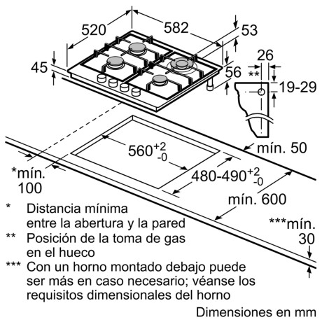 Anafe a Gas Bosch PGH6B5B90 Inox