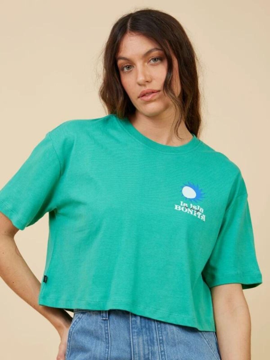 Remera Dama M/C C/Estam. Rusty - Aqua 
