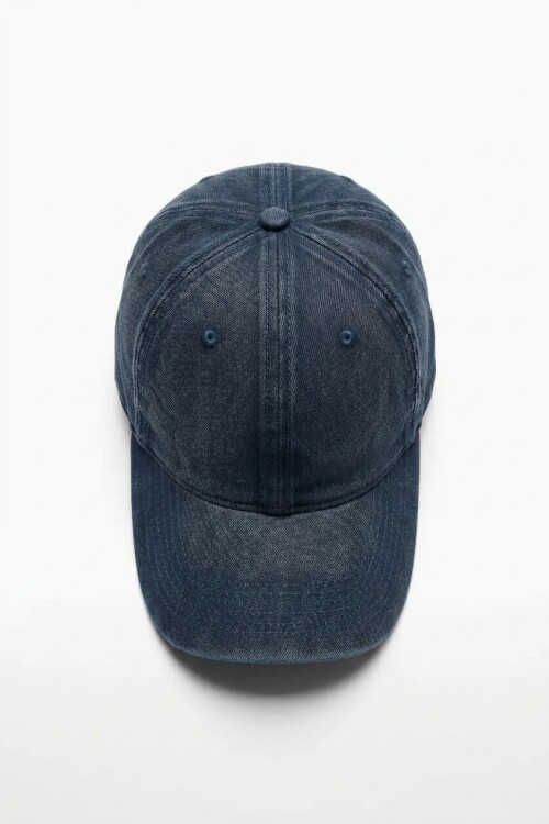 Cap washed pespuntes azul