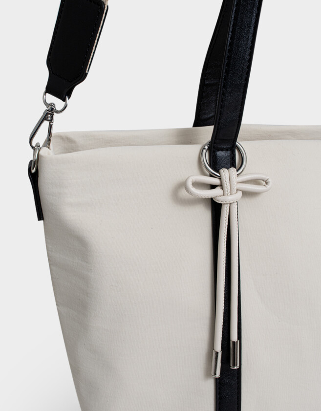 Shopper Clasico Cartera Shopper Con Correa - Blanco Crudo