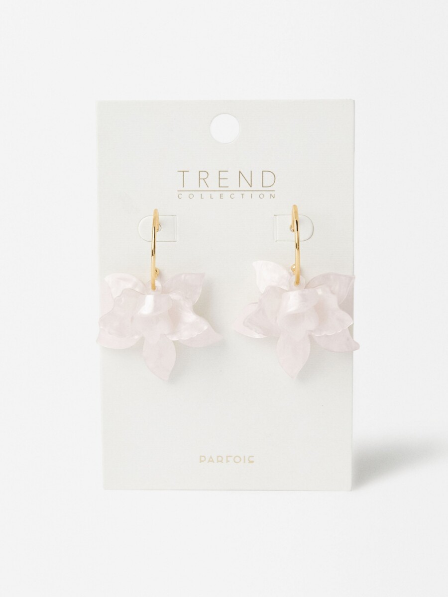 Aros Abiertos Con Maxi Flor rosa