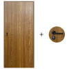Puerta Desarmada Interior en MDF con Marco y Cerradura Lumax Marrón Claro Lisa Herraje Negro