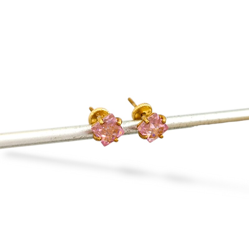 Caravanas Zirconia rosa cuadrado de oro- Oro bajo - Zirconia rosa- CA8132 conpiedra