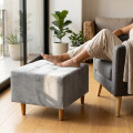 Puff tela y patas de madera Gris claro