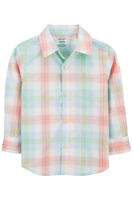 Camisa de popelina, manga larga diseño a cuadros Camisa de popelina, manga larga diseño a cuadros
