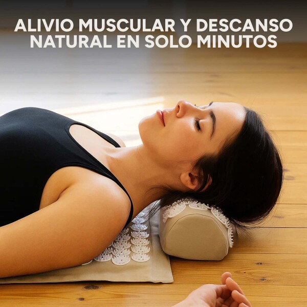 Colchoneta Mat + Almohada Acupuntura Masajeador Relajación Color Blanco