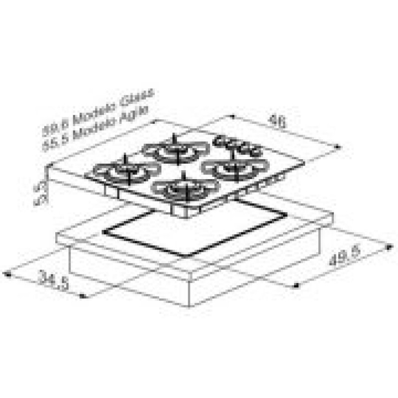 Anafe Cooktop 4 h Glass Atlas Anafe Cooktop 4 h Glass Atlas