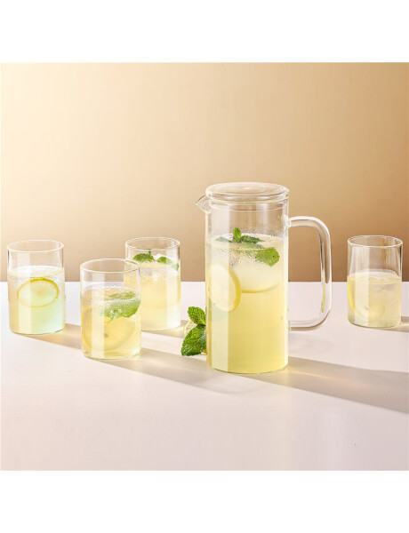 SET JARRA VIDRIO BOROSILICATO 1100ML C/4 VASOS 320ML SET JARRA VIDRIO BOROSILICATO 1100ML C/4 VASOS 320ML