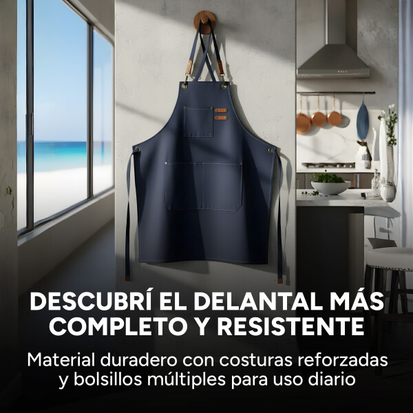 Delantal Gastronómico Jean Cocina Barbería Asado Chef Taller Color Azul