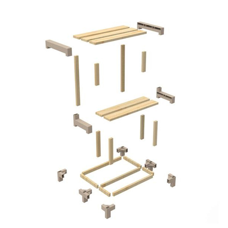 Escalera 2 niveles 38 x 39 x 48 cm madera MADERA