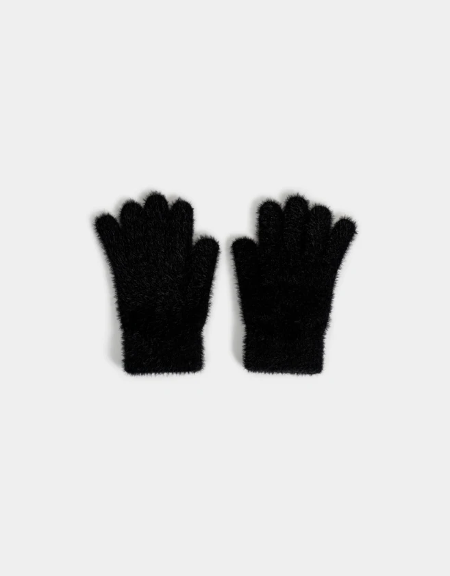 Guantes Varios Romántico Guantes Efecto Peluche - Negro