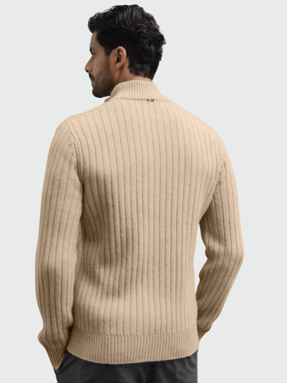 Herno - Cardigan de lana acanalada con cuello alto 0
