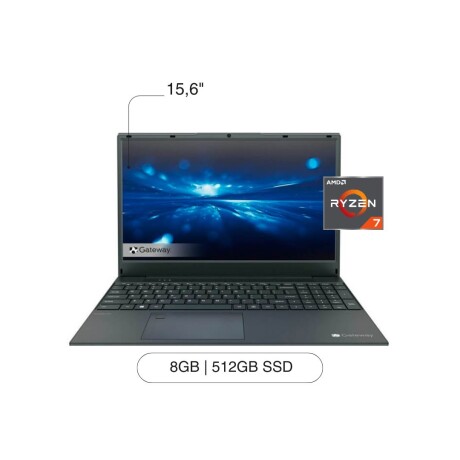 Notebook GATEWAY Ultra Slim 15.6' FHD 512GB / 8GB Ryzen 7 W11 - Black Notebook GATEWAY Ultra Slim 15.6' FHD 512GB / 8GB Ryzen 7 W11 - Black