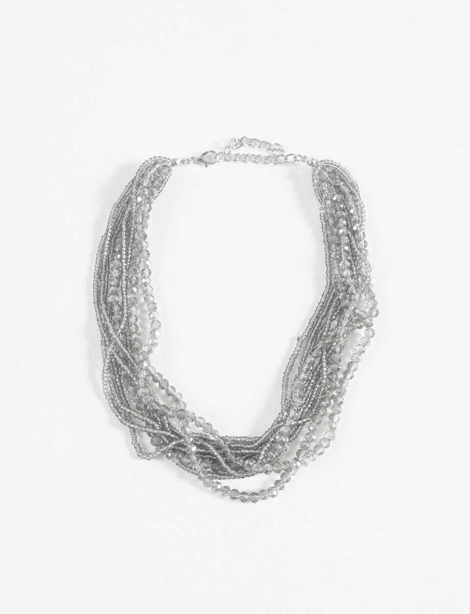 Collar mostacillas party vueltas - gris 