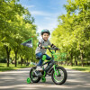 Bicicleta rodado 16 con rueditas, canasto, casco y banderita Verde