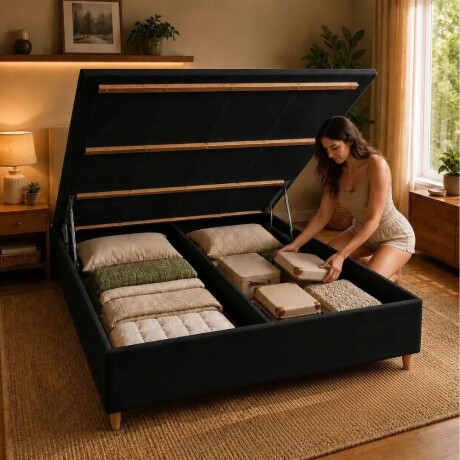 Box Baúl Sommier 2 Plazas HAMPTONS Smartbox Negro