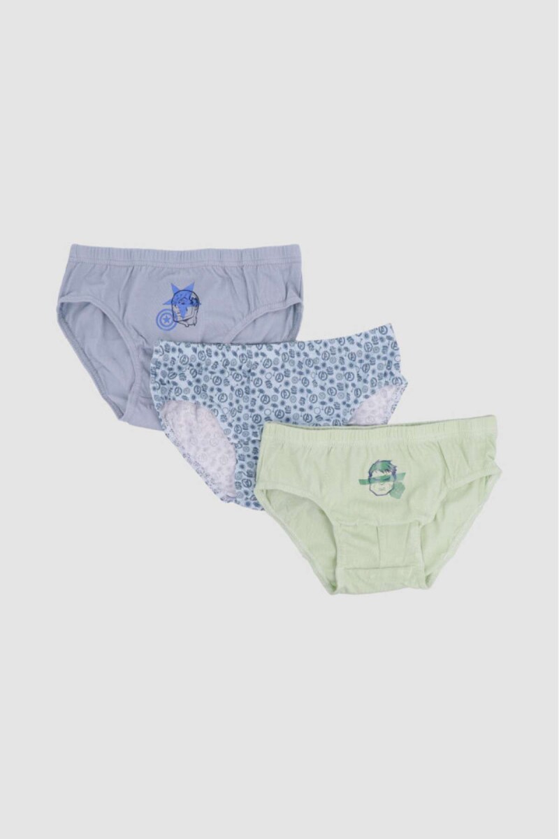 Pack x3 slips algodón marvel/disney - Celeste 