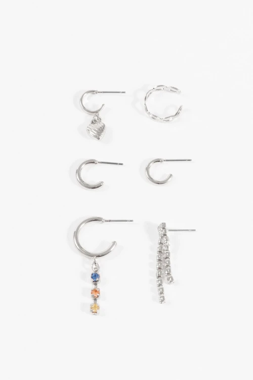 Set earcuff strass plateado