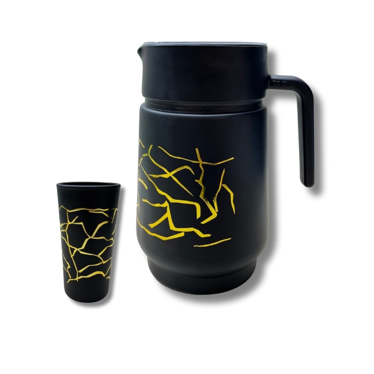 JARRA DE VIDRIO CON VASO SET x7 
