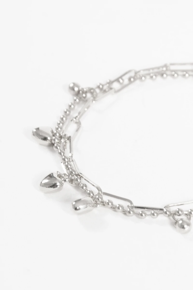 Pulsera doble dije cora plateado