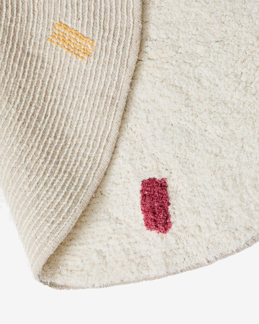 Alfombra redonda Epifania 100% algodón blanco con puntos multicolor Ø 100 cm Alfombra redonda Epifania 100% algodón blanco con puntos multicolor Ø 100 cm