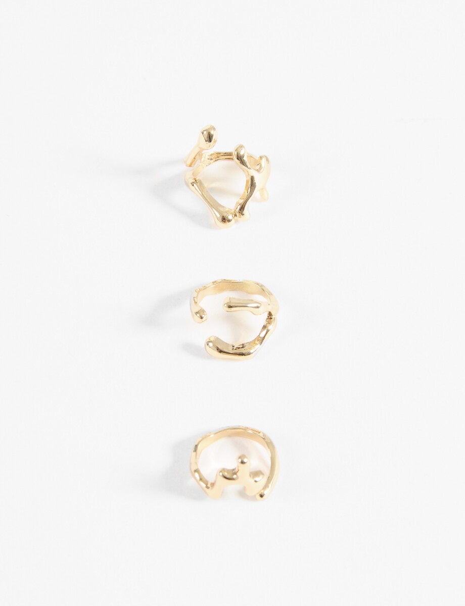 Set 3 anillos irregular - dorado 