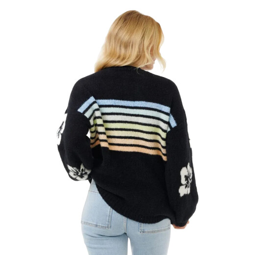 Buzo Rip Curl High Tide Hibiscus Stripe Crew - Negro Buzo Rip Curl High Tide Hibiscus Stripe Crew - Negro