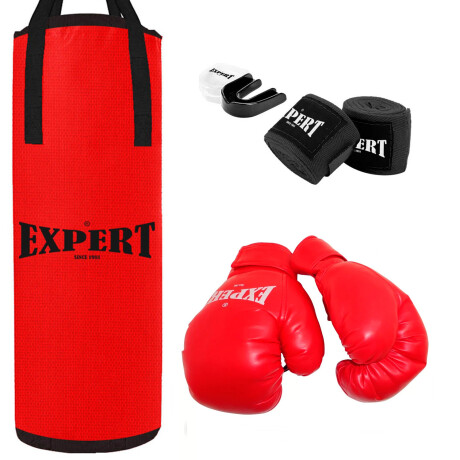 Kit Boxeo Bolsa Completa + Guantes + Bucal + Vendas Bolsa Roja Adultos