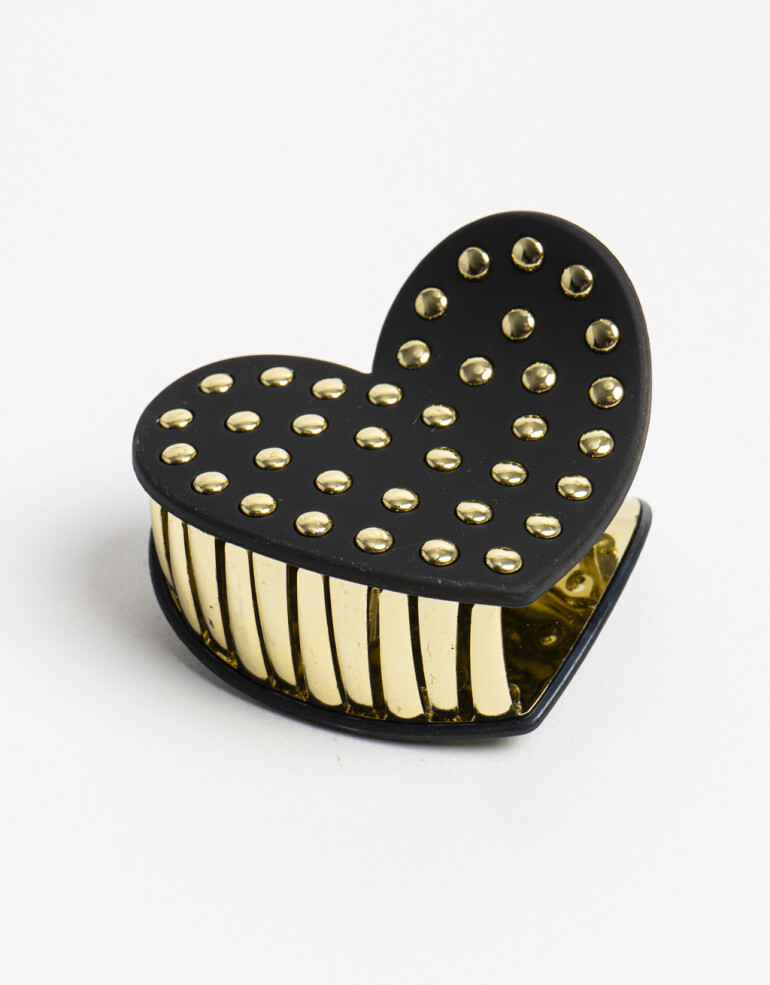 Broche Acrilico Broche De Acrilico Con Apliques Metalicos. - Negro